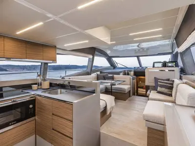 Galley of Lady Esmeralda, a Ferretti Yachts 450 motor yacht at Podstrana - Miljevac, Croatia