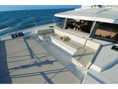 Deck of Grampis, a Bali 4.1 catamaran at Marmaris, Turkey