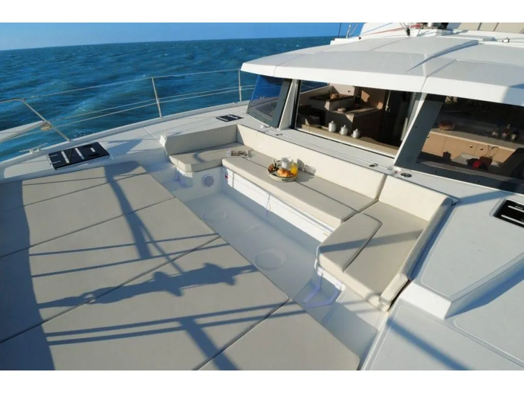 Deck of Grampis, a Bali 4.1 catamaran at Marmaris, Turkey