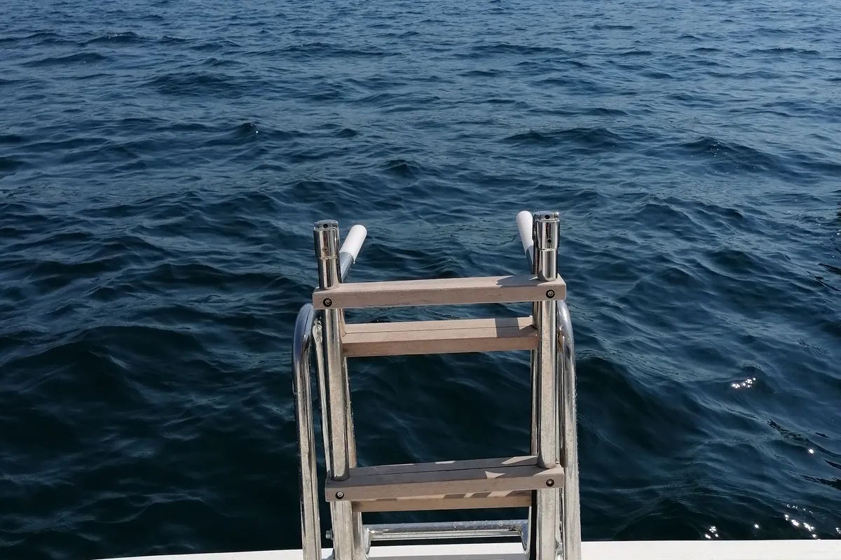 Deck of Sunny, a Bali Catspace catamaran at Municipal Unit of Lefkada, Greece