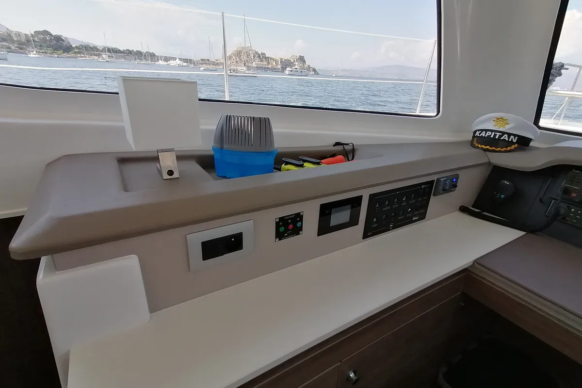 Salon of Sunny, a Bali Catspace catamaran at Municipal Unit of Lefkada, Greece
