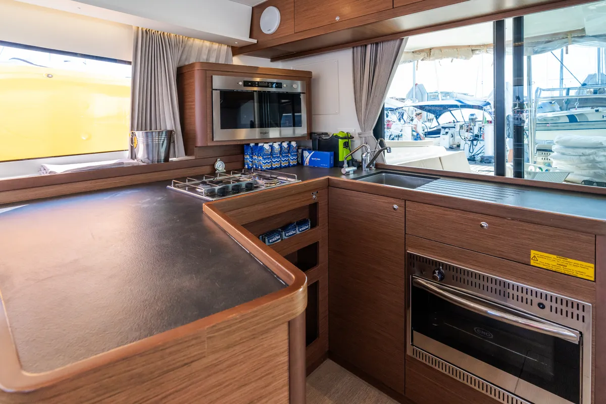 Galley of Agave - Premium line, a Lagoon 42 catamaran at Olbia, Italy