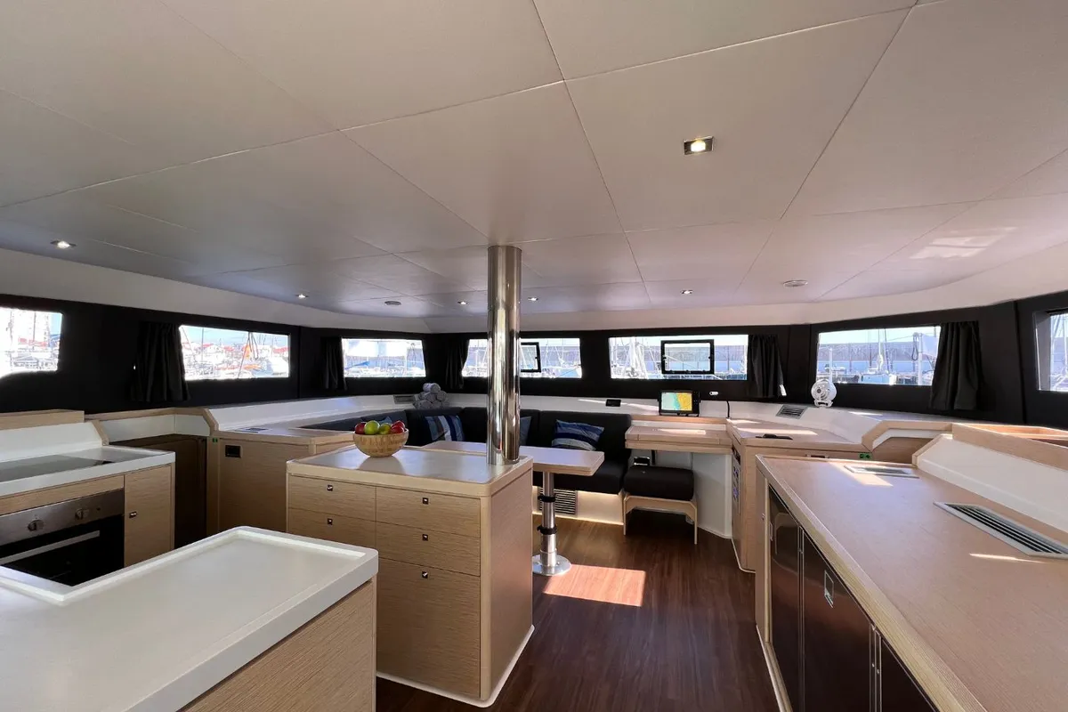 Galley of Stella, a Dufour 48 Catamaran catamaran at Olbia, Italy