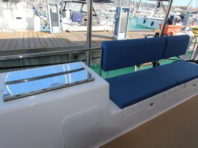 Deck of Stella, a Dufour 48 Catamaran catamaran at Olbia, Italy