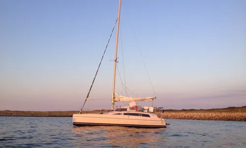 Exterior view of Smiley, a Fountaine Pajot Maldives 32 catamaran at Kerners, France