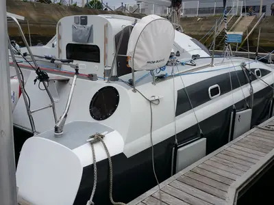 Exterior view of Smiley, a Fountaine Pajot Maldives 32 catamaran at Kerners, France