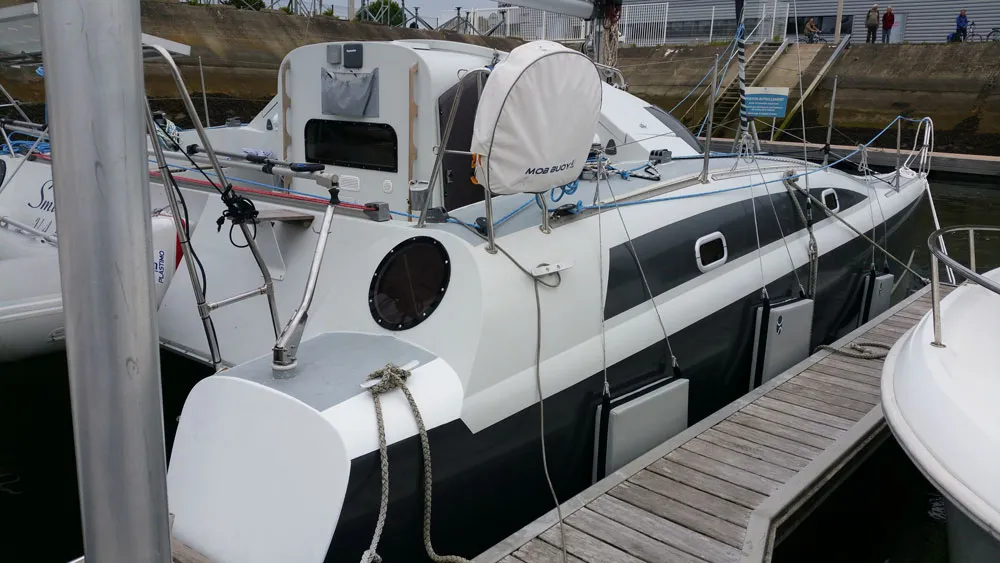 Exterior view of Smiley, a Fountaine Pajot Maldives 32 catamaran at Kerners, France