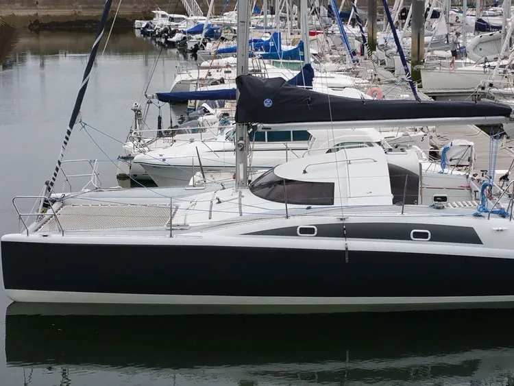 Exterior view of Smiley, a Fountaine Pajot Maldives 32 catamaran at Kerners, France