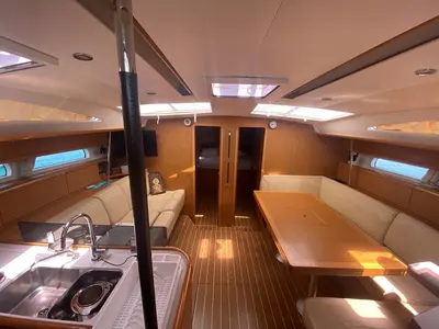 Salon of Agios Nikolaos , a Jeanneau 53 sailboat at Municipal Unit of Lefkada, Greece