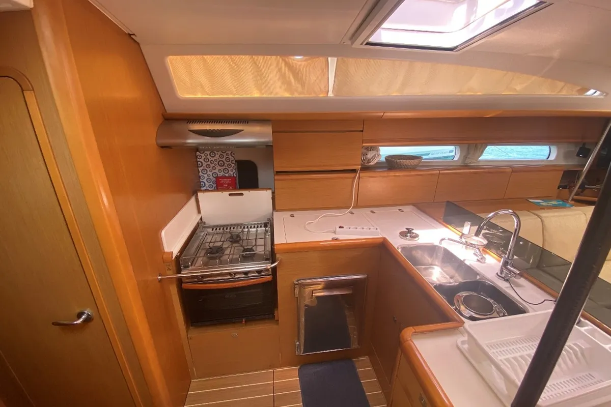 Galley of Agios Nikolaos , a Jeanneau 53 sailboat at Municipal Unit of Lefkada, Greece