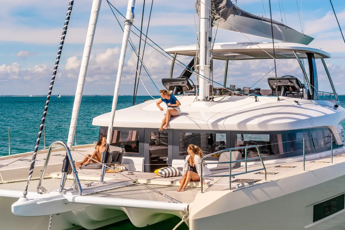 Deck of Soleanis III, a Lagoon Sixty 5 catamaran at Salerno, Italy