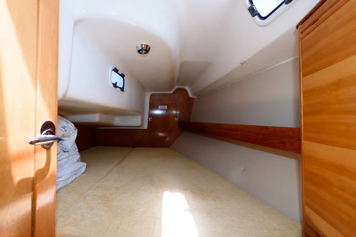 Cabin on Bimbo, a Bavaria 34 Cruiser sailboat at Grad Trogir, Croatia