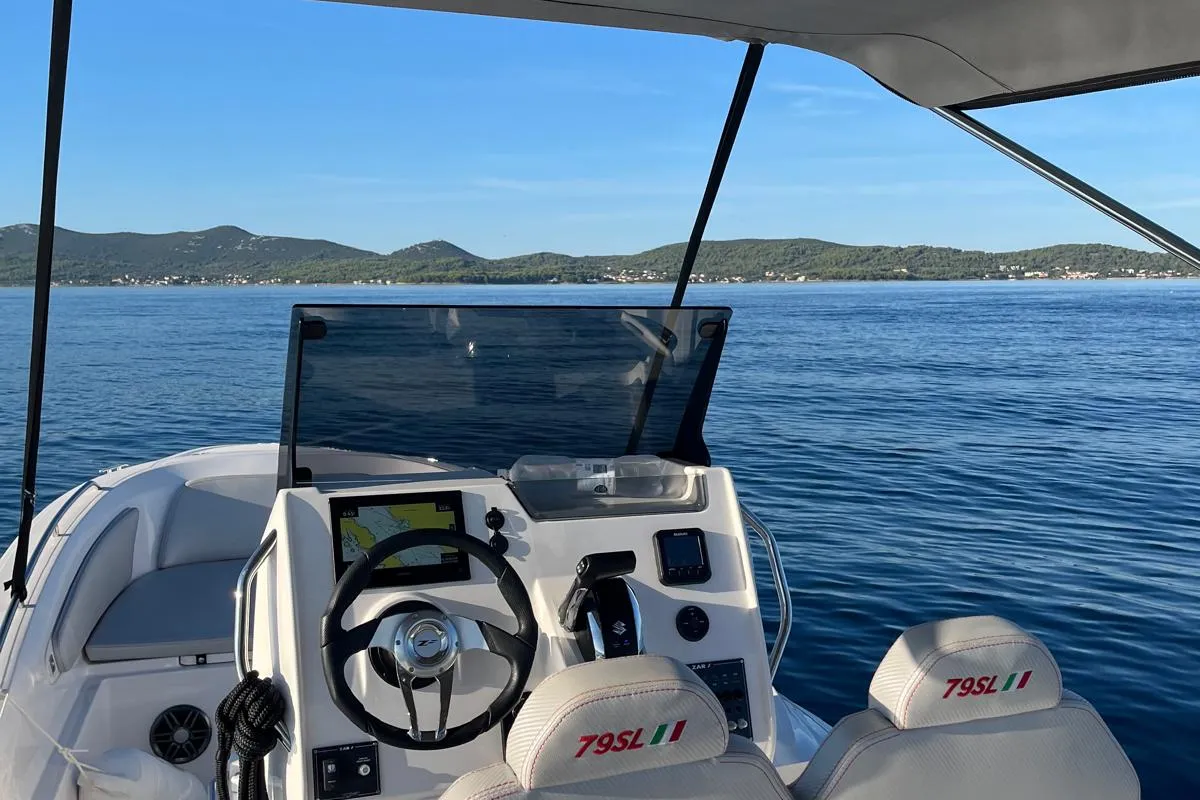 Cockpit of Maltesina, a ZAR 79 Sport Luxury RIB at Općina Sukošan, Croatia