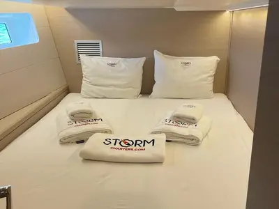 Cabin on Storm Dancer 2, a Jeanneau 54 sailboat at Marmaris, Turkey