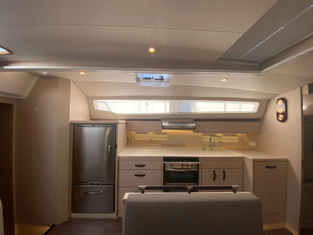 Galley of Storm Dancer 2, a Jeanneau 54 sailboat at Marmaris, Turkey