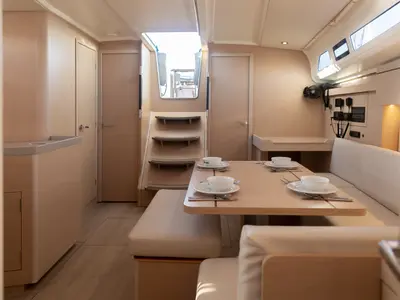 Salon of Kos 40.5, a Beneteau Oceanis 40.1 sailboat at Athens, Greece