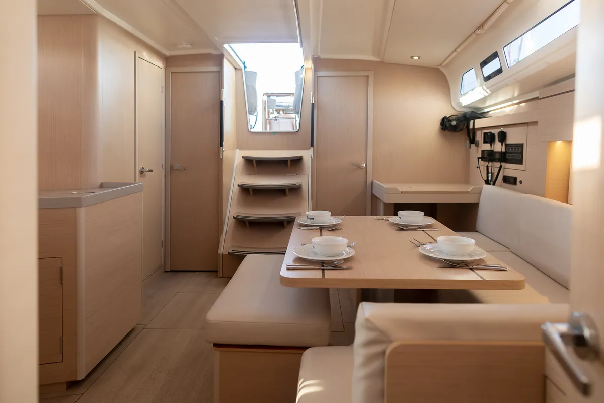 Salon of Kos 40.5, a Beneteau Oceanis 40.1 sailboat at Athens, Greece