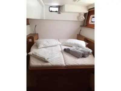 Cabin on Solstice , a Lagoon 450 catamaran at Athens, Greece