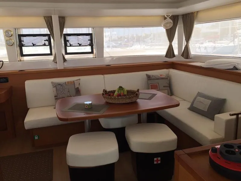Salon of Solstice , a Lagoon 450 catamaran at Athens, Greece