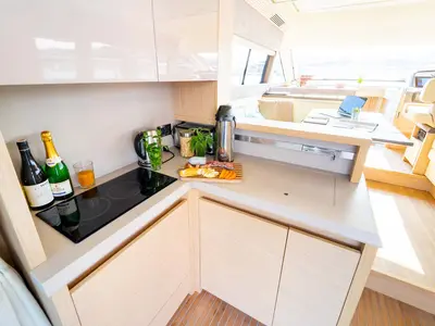 Galley of Victory, a Beneteau Monte Carlo 5 motor yacht at Šibenik, Croatia