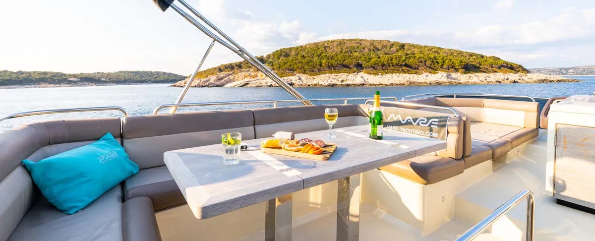 Deck of Victory, a Beneteau Monte Carlo 5 motor yacht at Šibenik, Croatia