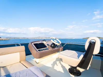 Cockpit of Victory, a Beneteau Monte Carlo 5 motor yacht at Šibenik, Croatia
