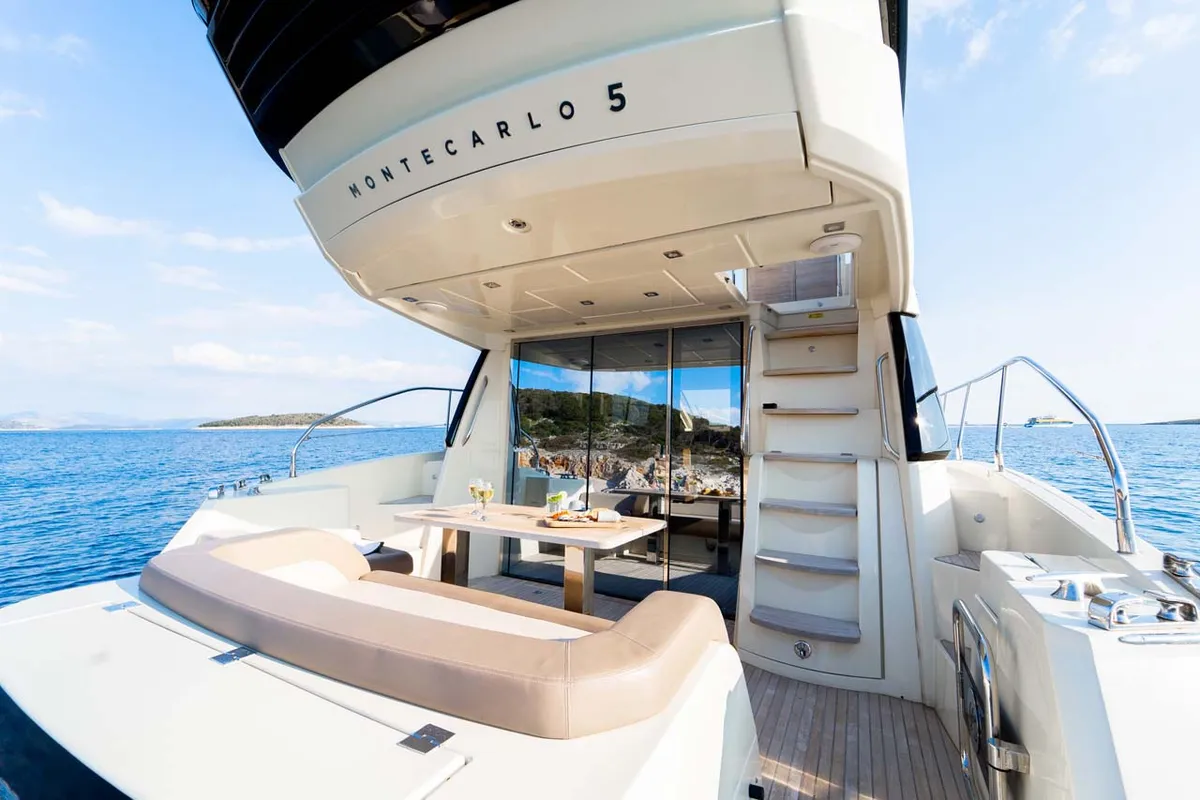 Deck of Victory, a Beneteau Monte Carlo 5 motor yacht at Šibenik, Croatia