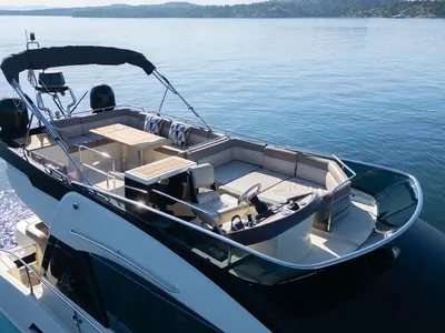 Deck of Victory, a Beneteau Monte Carlo 5 motor yacht at Šibenik, Croatia