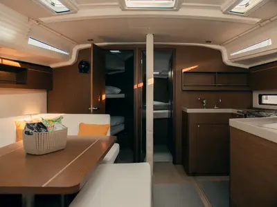 Salon of Beatrice, a Beneteau Oceanis 40.1 sailboat at Olbia, Italy
