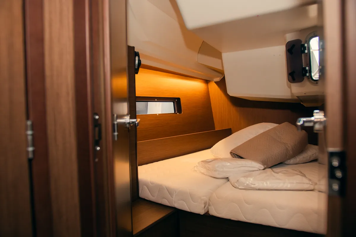 Cabin on Beatrice, a Beneteau Oceanis 40.1 sailboat at Olbia, Italy
