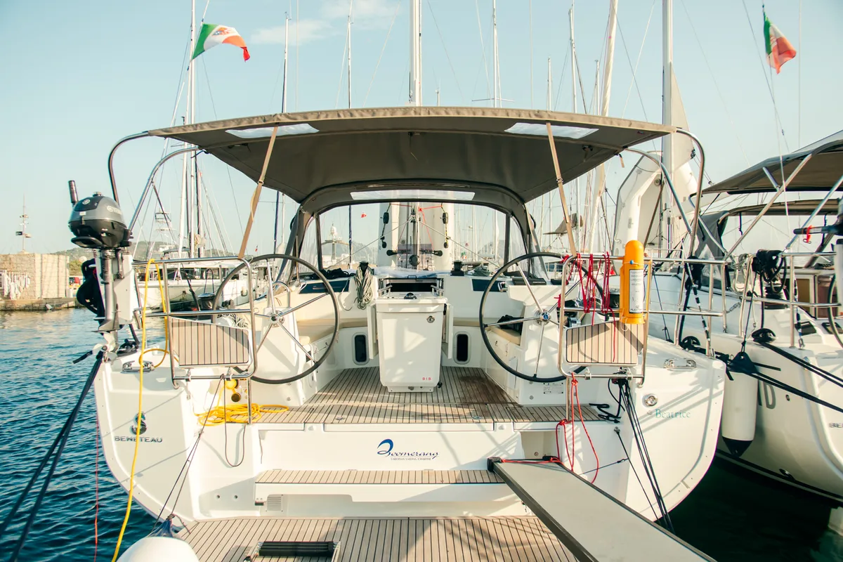Exterior view of Beatrice, a Beneteau Oceanis 40.1 sailboat at Olbia, Italy