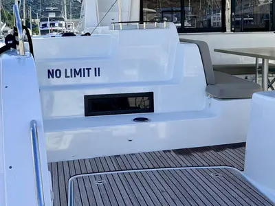 Deck of No Limit II, a Lagoon 46 catamaran at Primošten, Croatia
