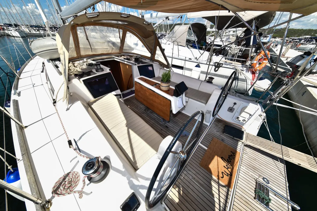 Deck of Pape, a Dufour 350 GL sailboat at Općina Sukošan, Croatia