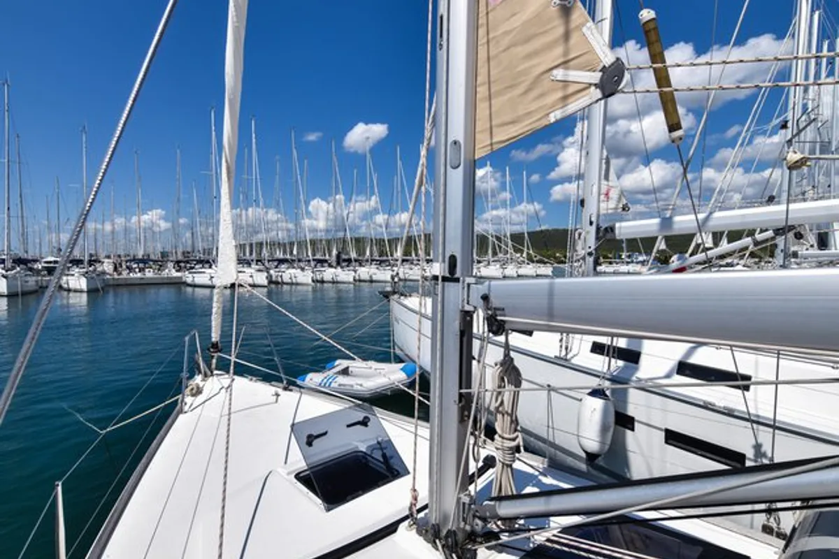 Exterior view of Pape, a Dufour 350 GL sailboat at Općina Sukošan, Croatia