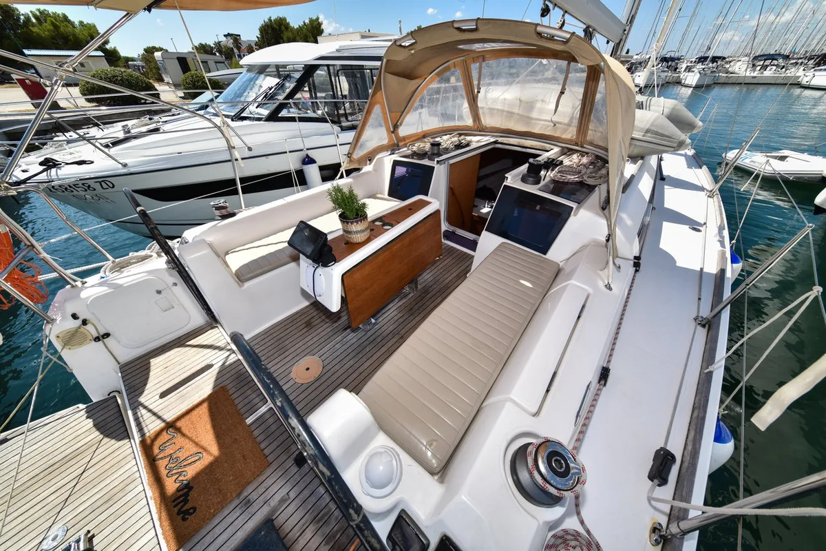 Deck of Pape, a Dufour 350 GL sailboat at Općina Sukošan, Croatia