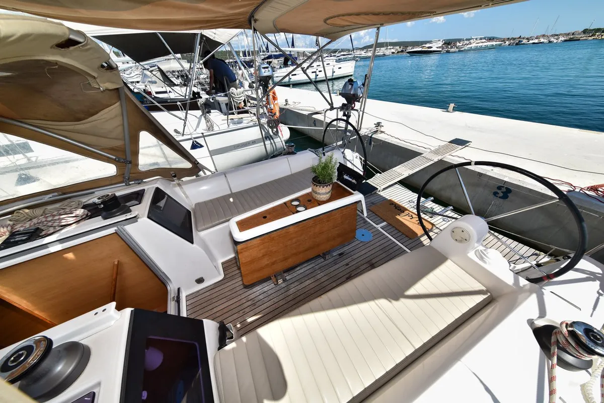Deck of Pape, a Dufour 350 GL sailboat at Općina Sukošan, Croatia