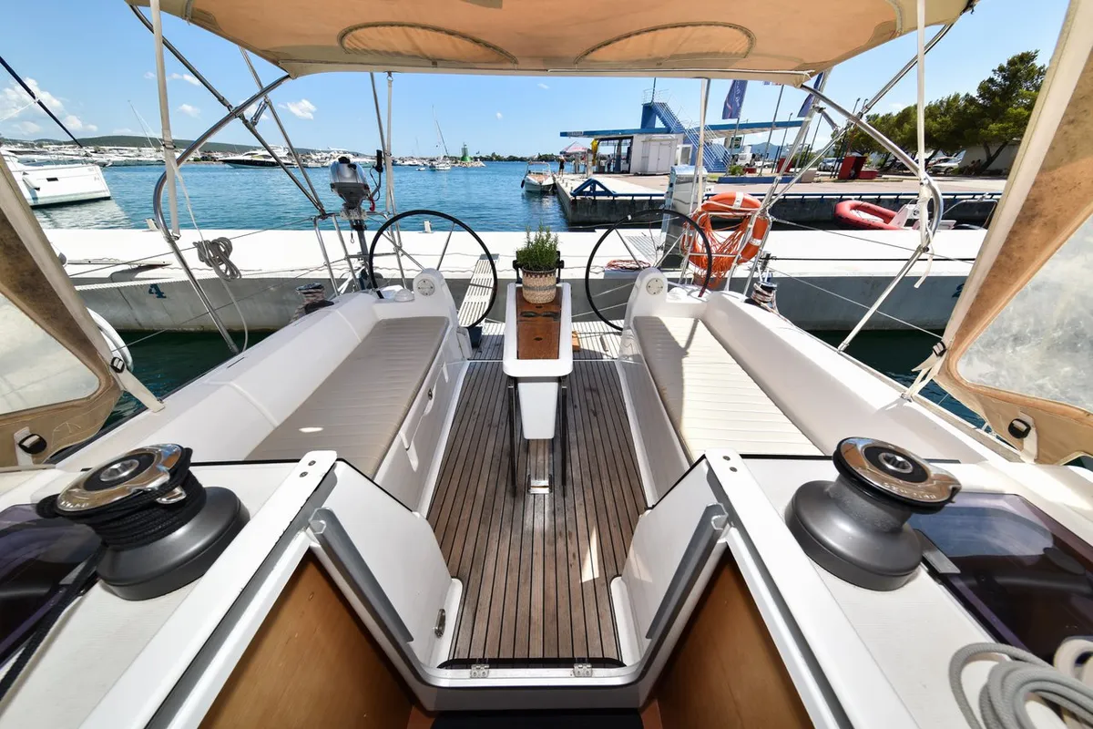 Deck of Pape, a Dufour 350 GL sailboat at Općina Sukošan, Croatia