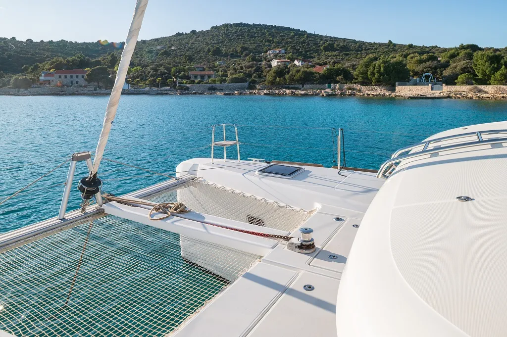 Deck of Mignonne, a Lagoon 40 catamaran at Zadar, Croatia