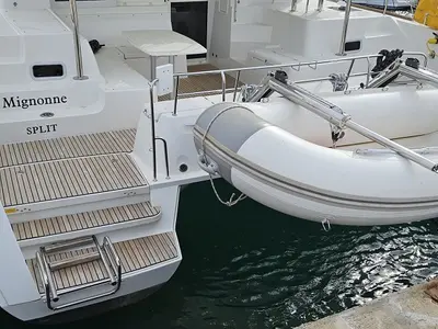 Deck of Mignonne, a Lagoon 40 catamaran at Zadar, Croatia