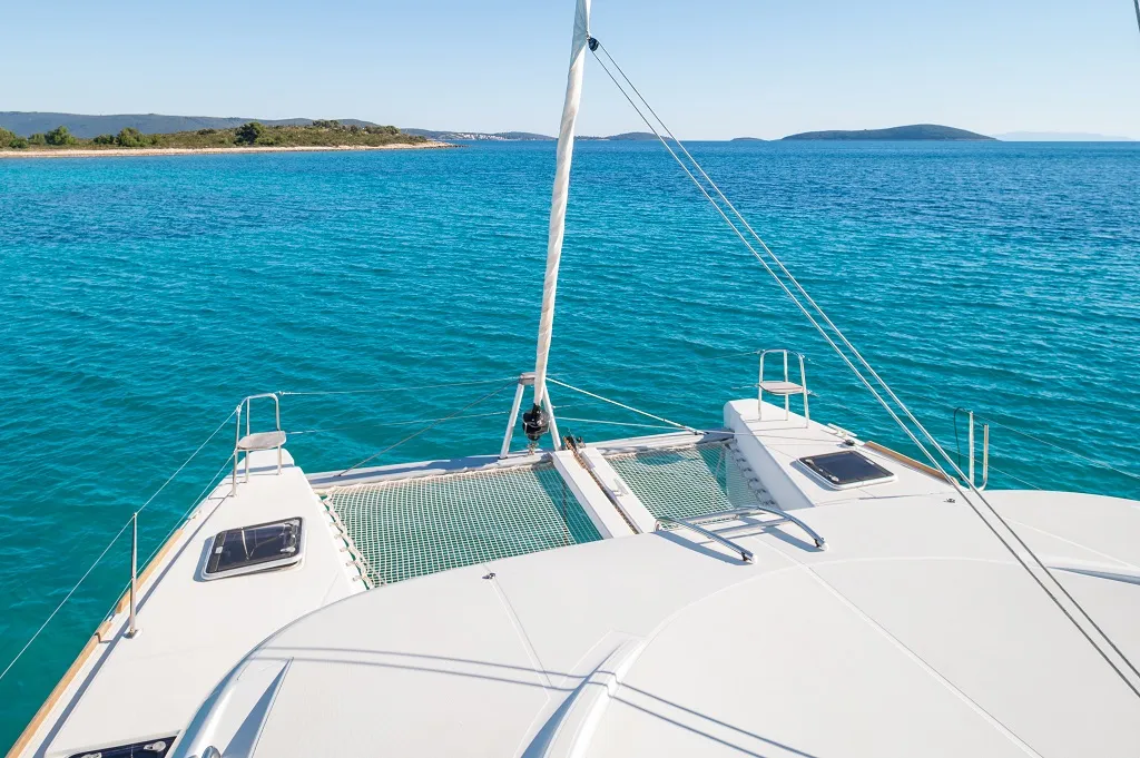 Deck of Mignonne, a Lagoon 40 catamaran at Zadar, Croatia