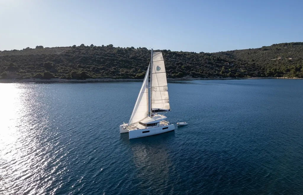 Exterior view of Mignonne, a Lagoon 40 catamaran at Zadar, Croatia