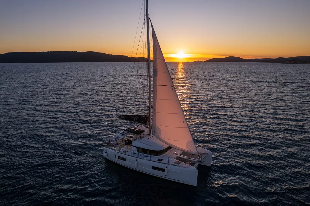 Exterior view of Mignonne, a Lagoon 40 catamaran at Zadar, Croatia