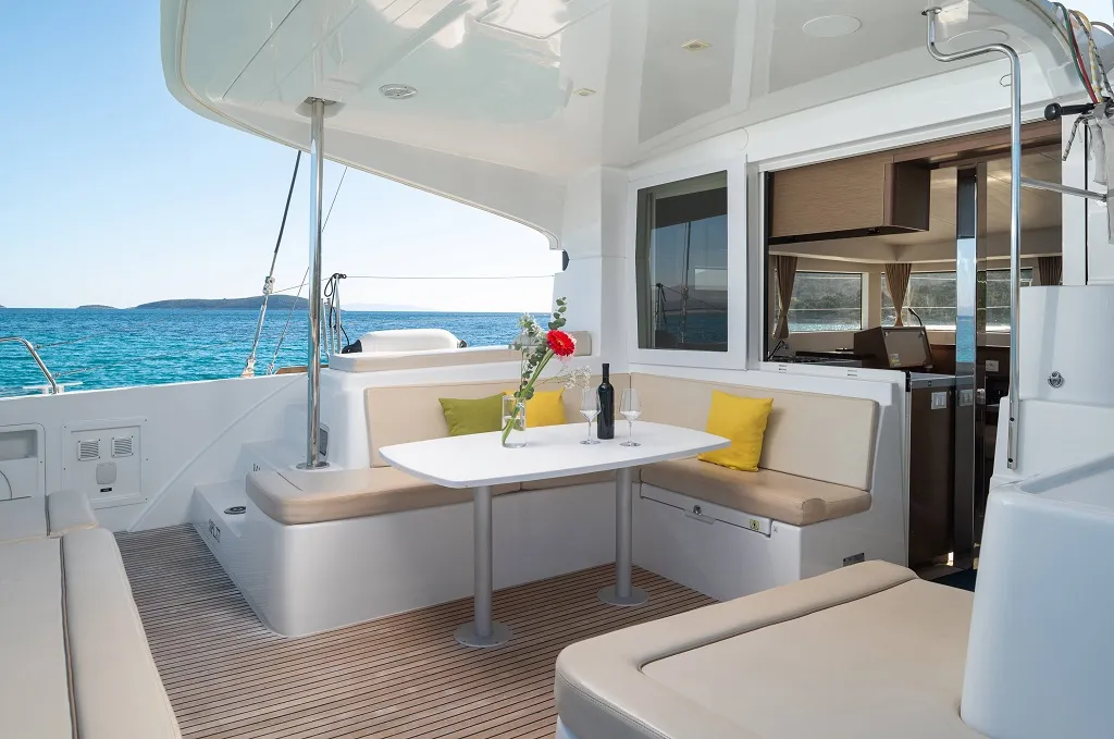 Deck of Mignonne, a Lagoon 40 catamaran at Zadar, Croatia
