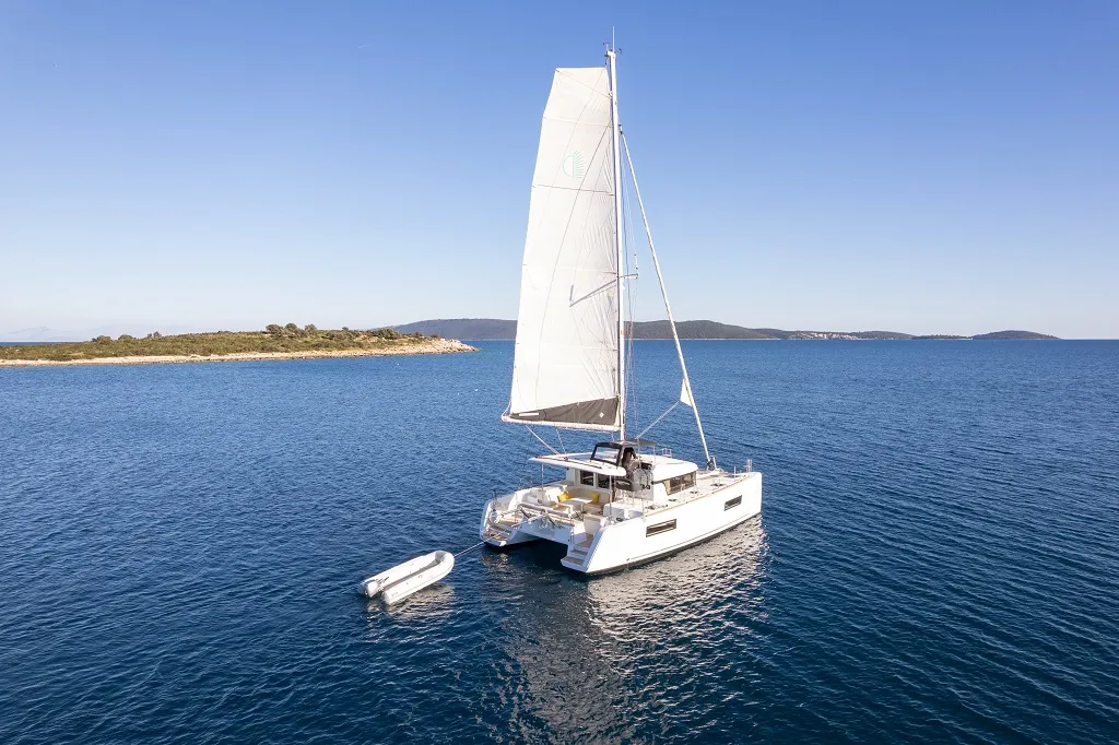 Exterior view of Mignonne, a Lagoon 40 catamaran at Zadar, Croatia