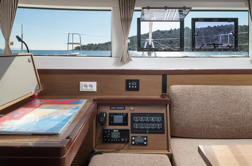 Salon of Mignonne, a Lagoon 40 catamaran at Zadar, Croatia