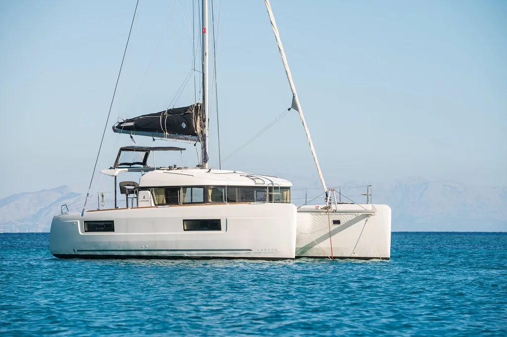 Exterior view of Mignonne, a Lagoon 40 catamaran at Zadar, Croatia