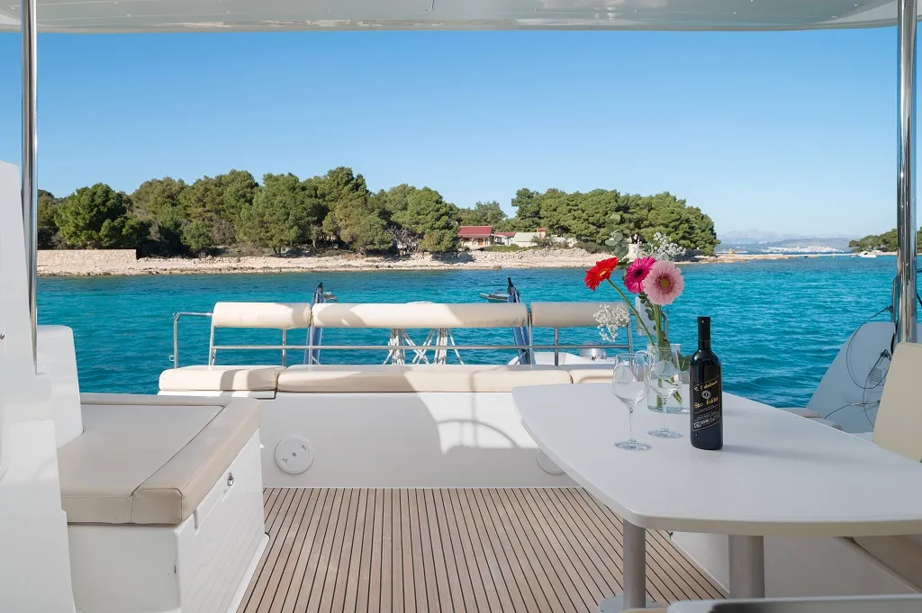Deck of Mignonne, a Lagoon 40 catamaran at Zadar, Croatia
