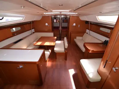Salon of Captain John, a Beneteau Oceanis 54 sailboat at Salamina Municipal Unit, Greece