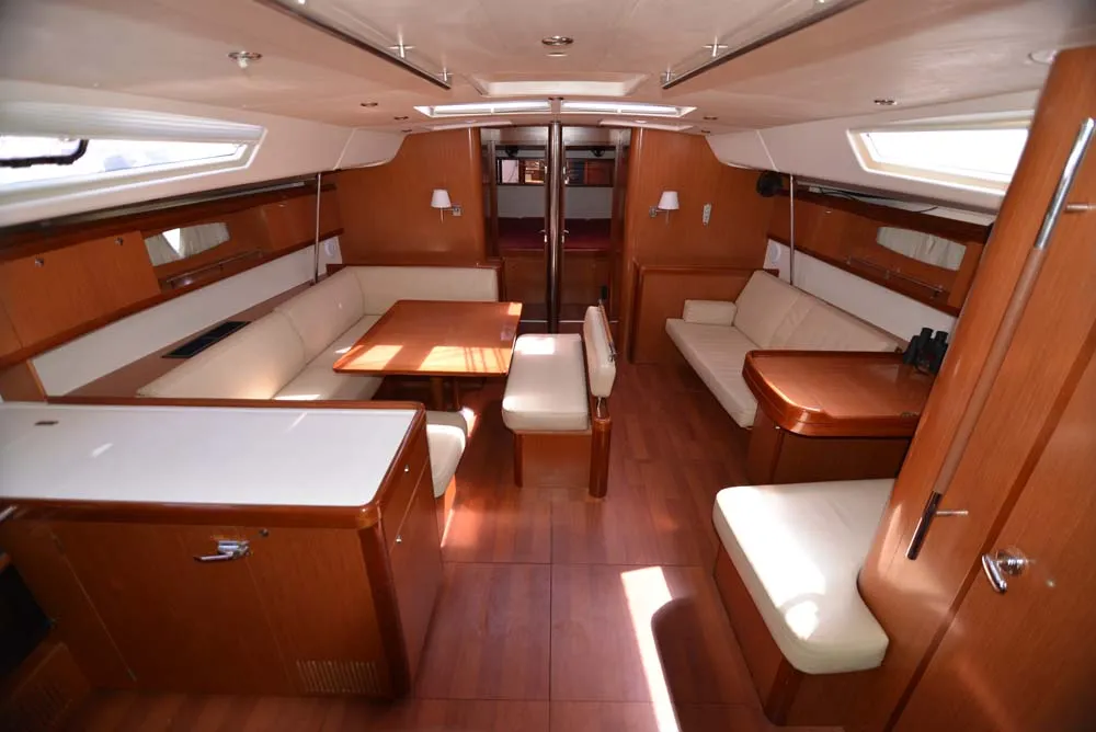 Salon of Captain John, a Beneteau Oceanis 54 sailboat at Salamina Municipal Unit, Greece