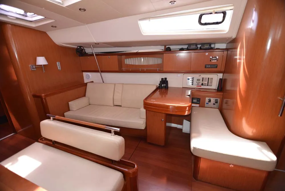 Salon of Captain John, a Beneteau Oceanis 54 sailboat at Salamina Municipal Unit, Greece